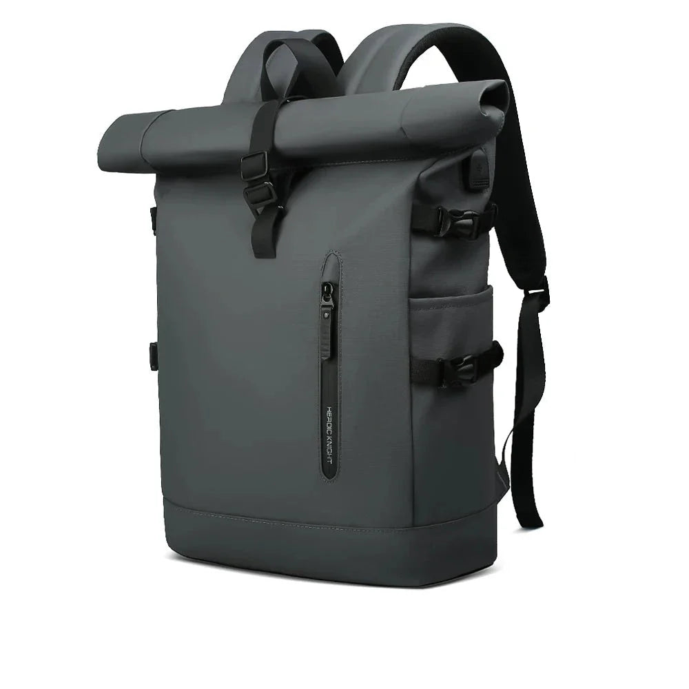 Sac à dos gris, élégant et pratique avec multiples poches