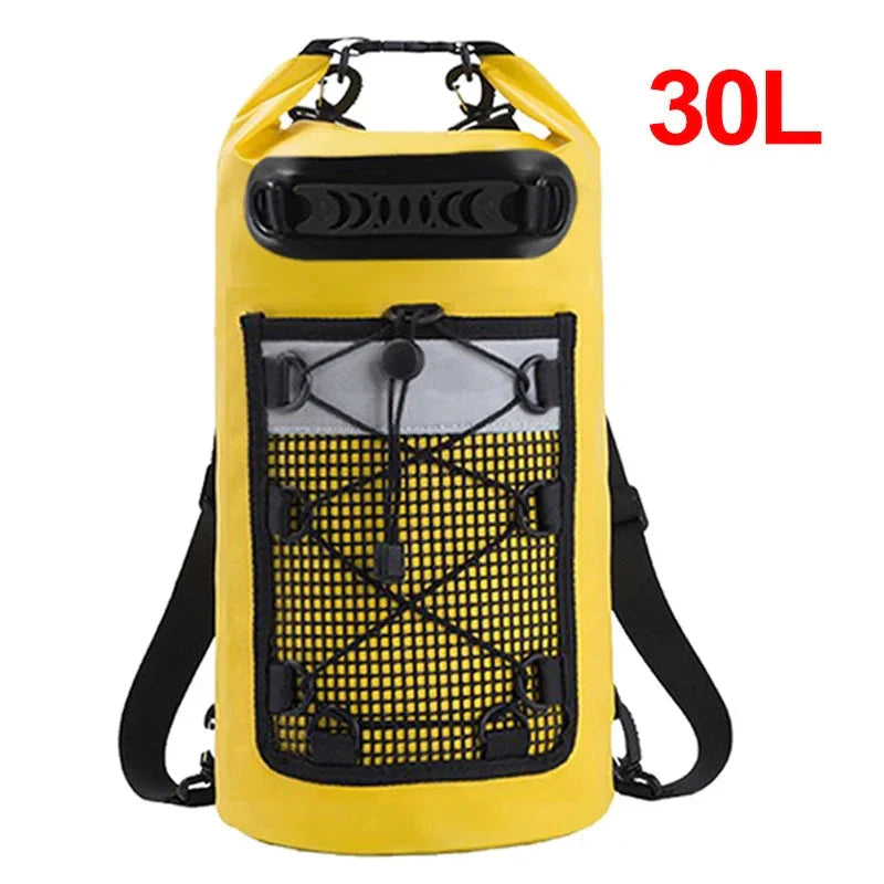 Sac à dos jaune 30L étanche avec fermeture sécurisée