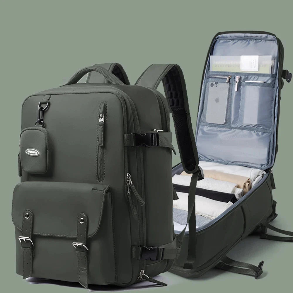 Sac à dos femme noir avec multiples compartiments