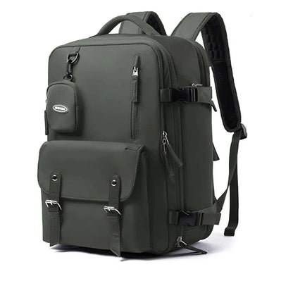 Sac à dos kaki avec poches extérieures visibles