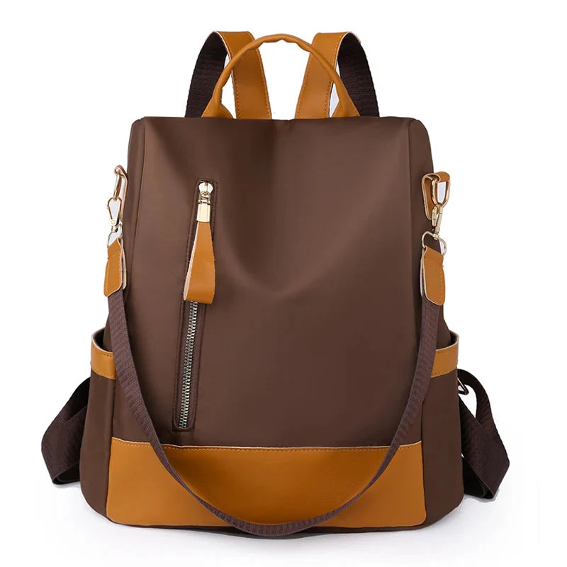Sac à dos antivol marron avec fermeture au dos