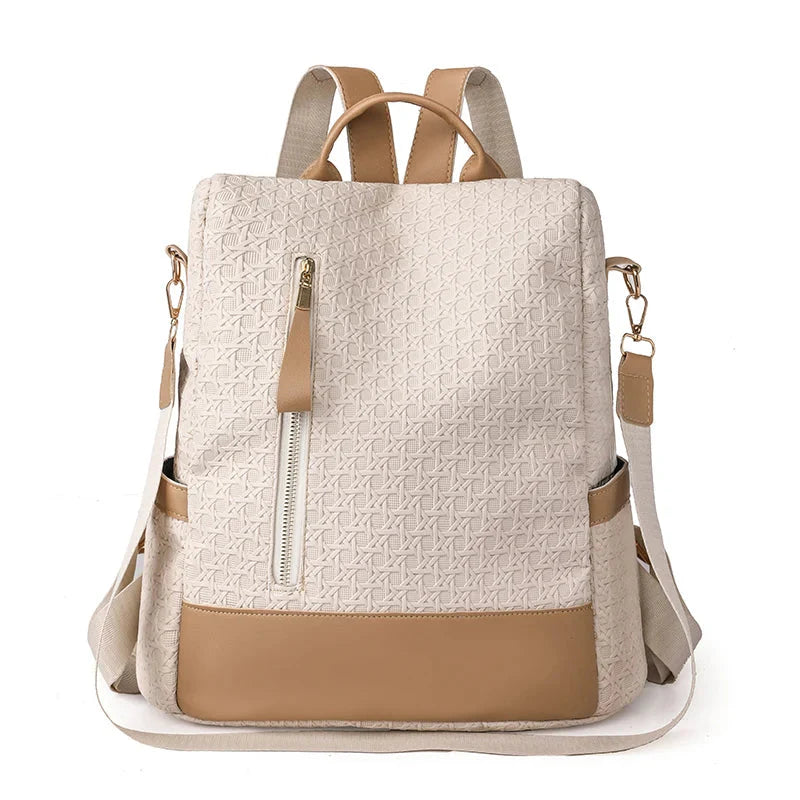 Sac à dos beige avec design raffiné et sécurisé