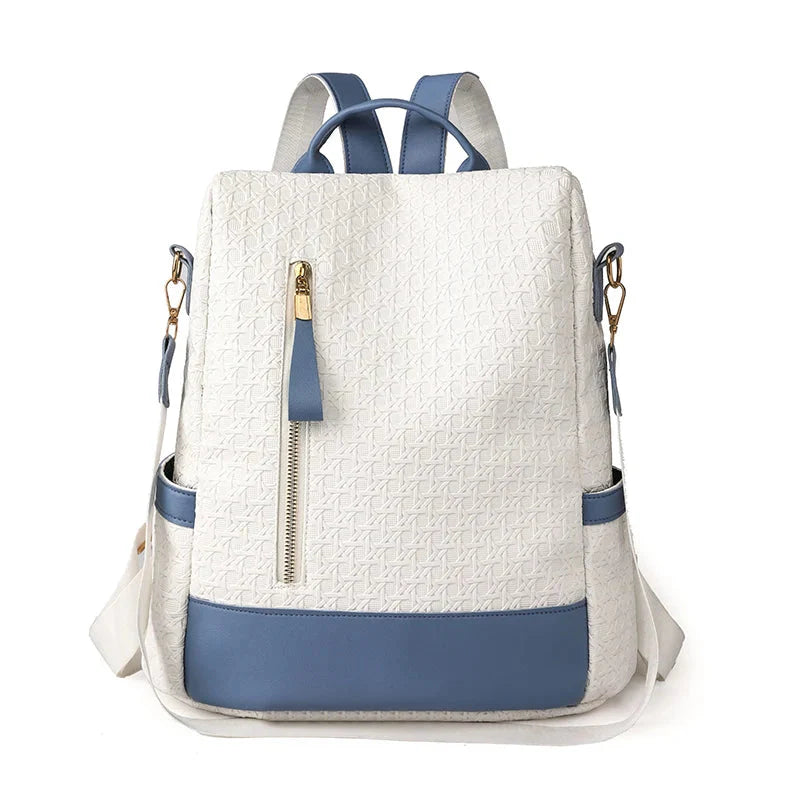Sac à dos bleu avec fermeture antivol dorsale
