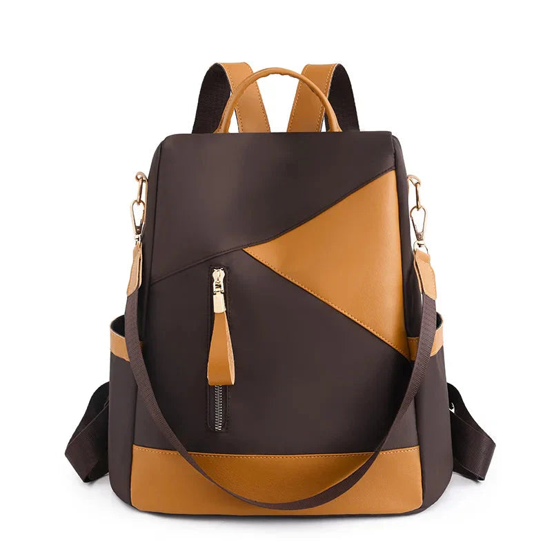 Sac à dos marron avec design chic et antivol