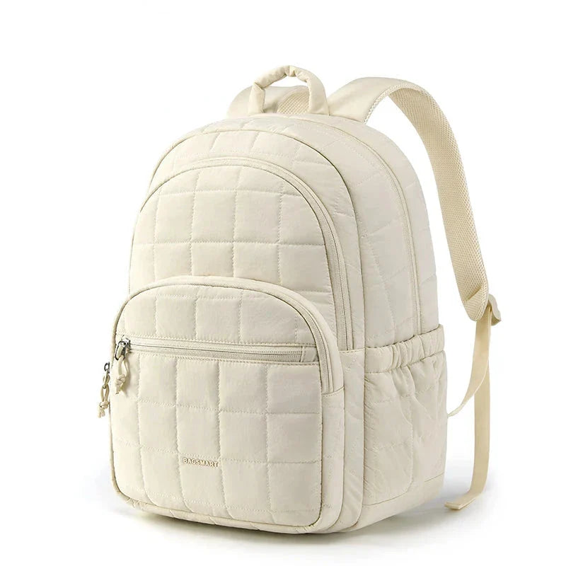 Sac à dos beige avec détails matelassés raffinés