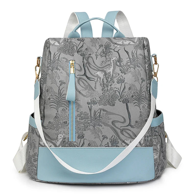 Sac à dos bleu avec compartiment principal sécurisé