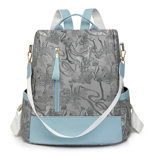 Sac à dos bleu avec compartiment principal sécurisé