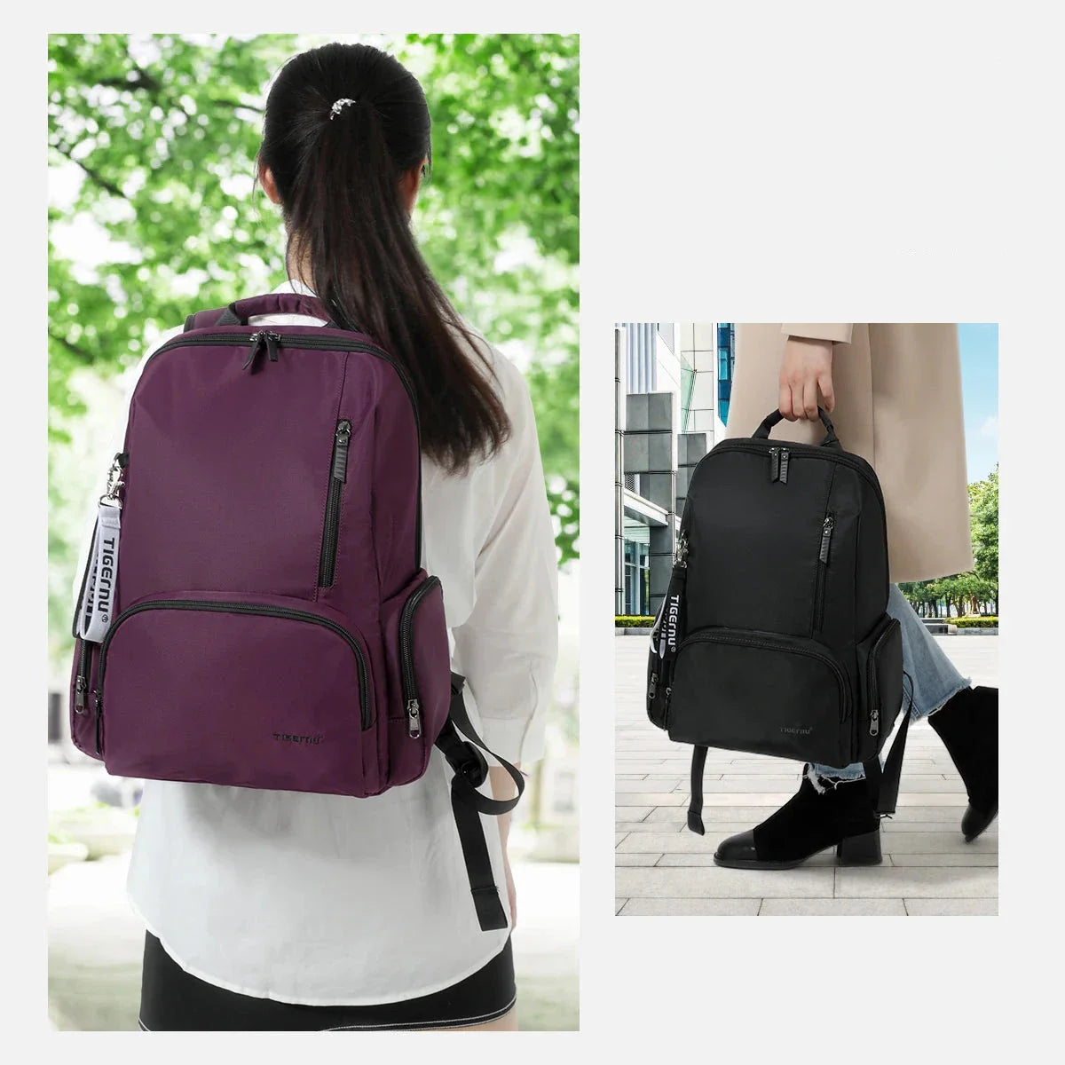 Poche antivol discrète à l'arrière du sac à dos