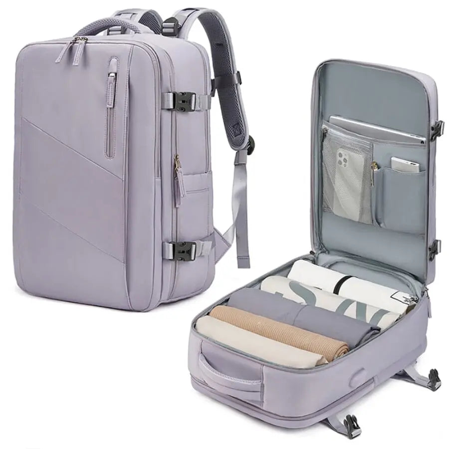 Sac à dos violet avec port USB et grande capacité