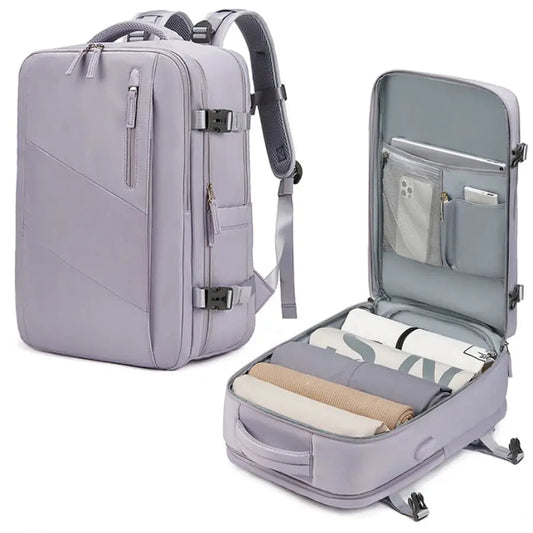Sac à dos violet avec port USB et grande capacité