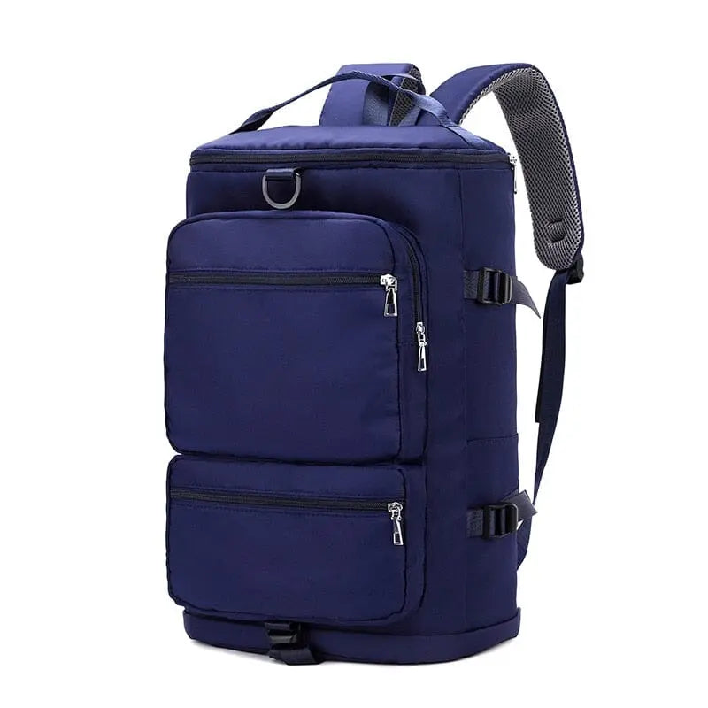Sac bleu foncé avec multiples poches de rangement