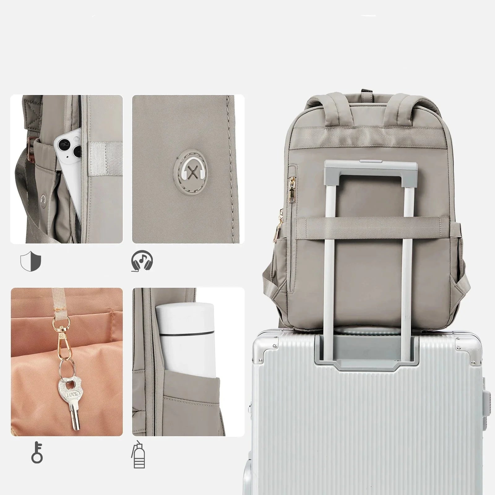 Sac à dos en nylon imperméable avec poches extérieures