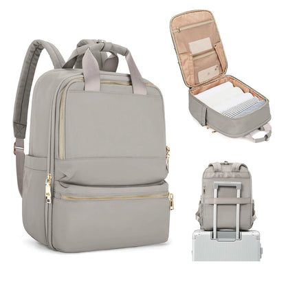 Sac à dos gris avec tissu imperméable et nombreux rangements