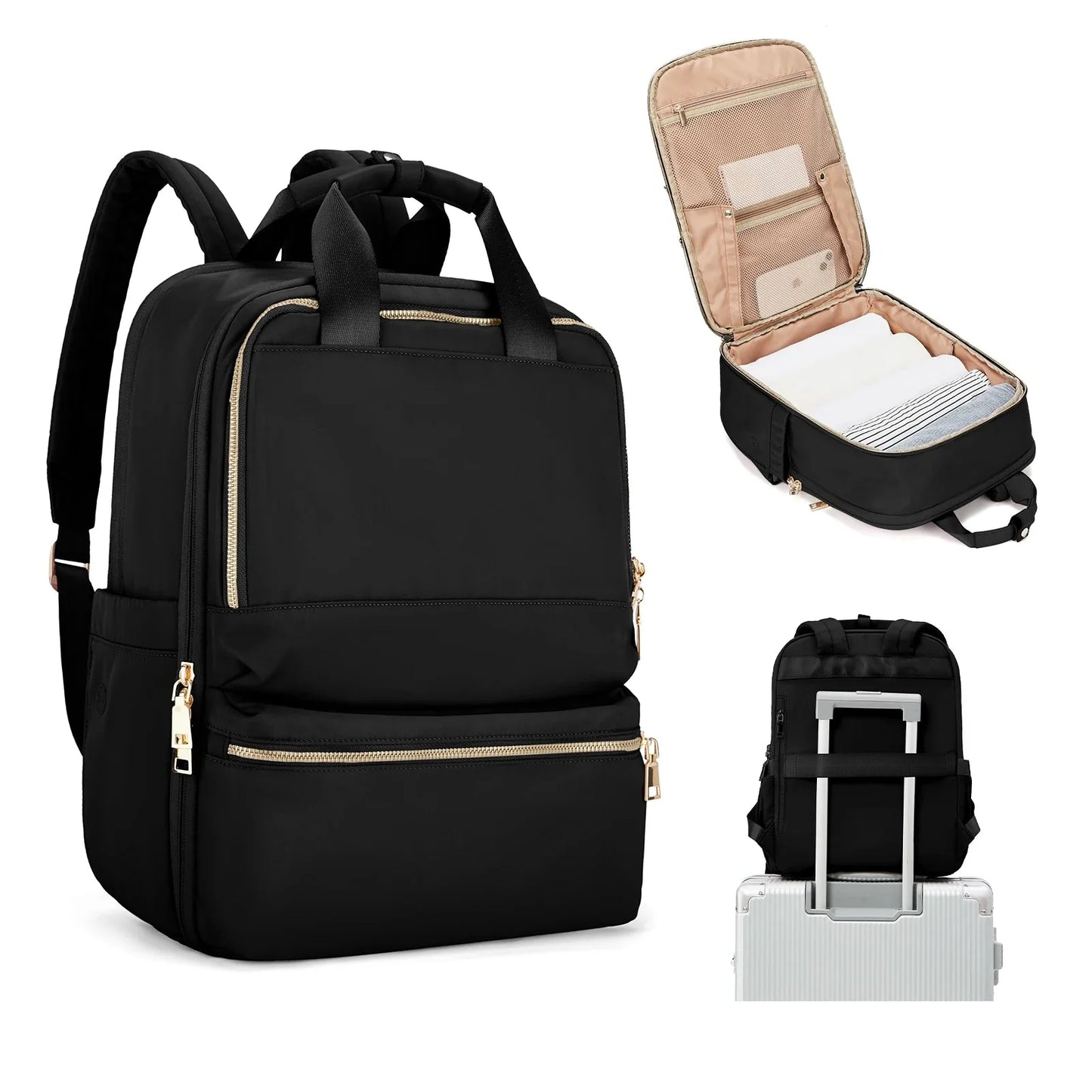 Sac à dos noir avec poche cachée au dos