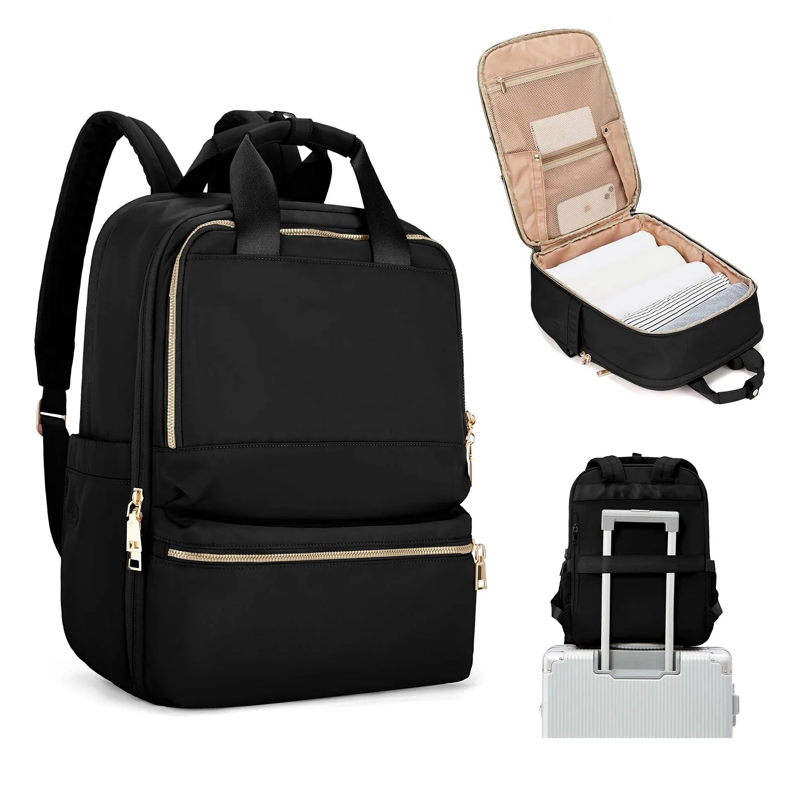 Sac à dos noir avec poche cachée au dos