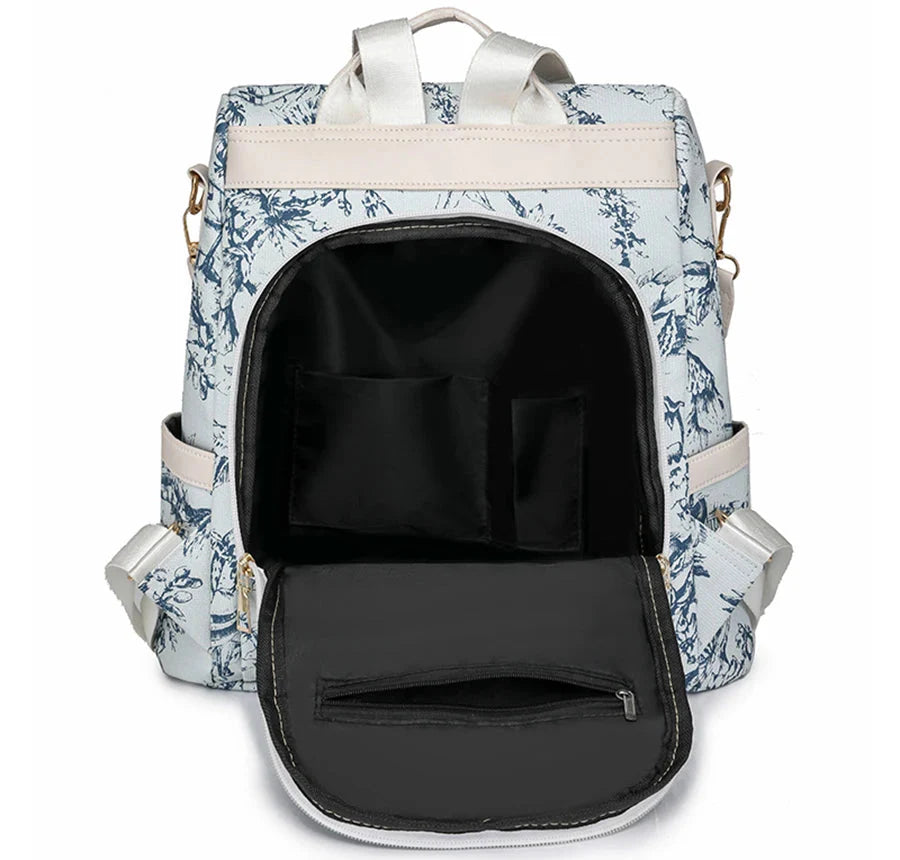 Vue de côté du sac à dos antivol pour femme