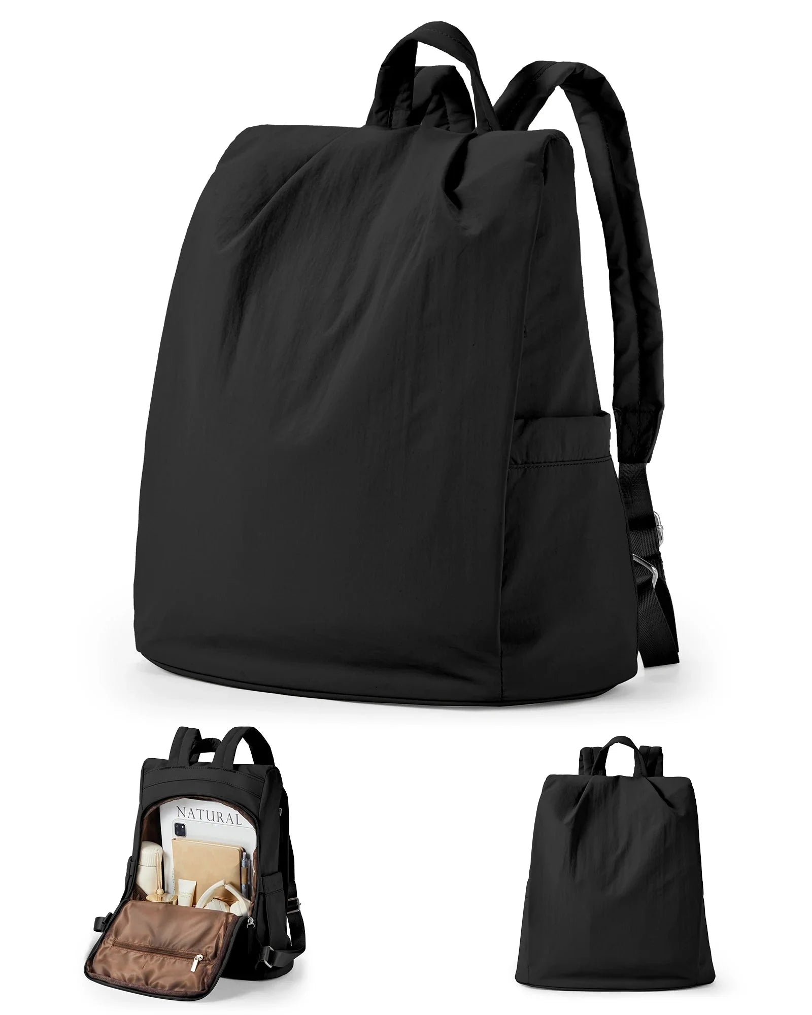 Sac à dos noir, design urbain avec fermeture au dos