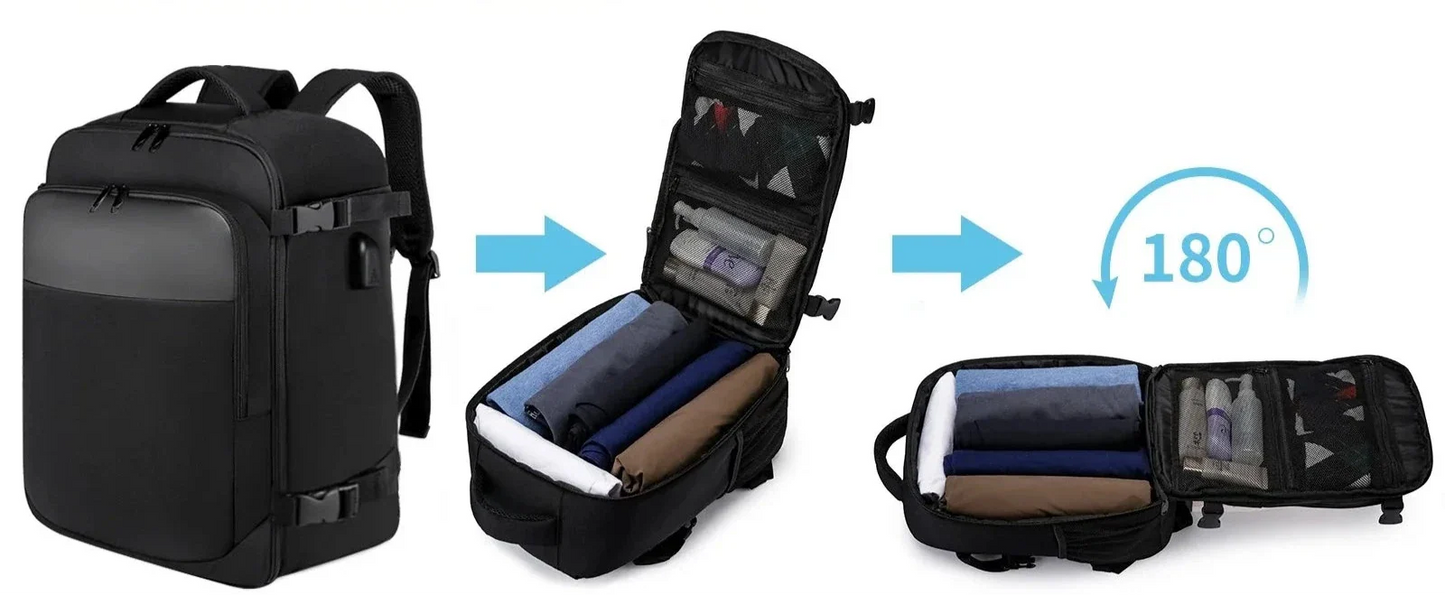 Vue de côté du sac à dos imperméable noir