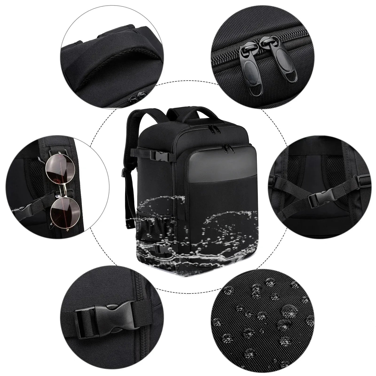 Sac à dos avec sangle pour valise et poches multiples