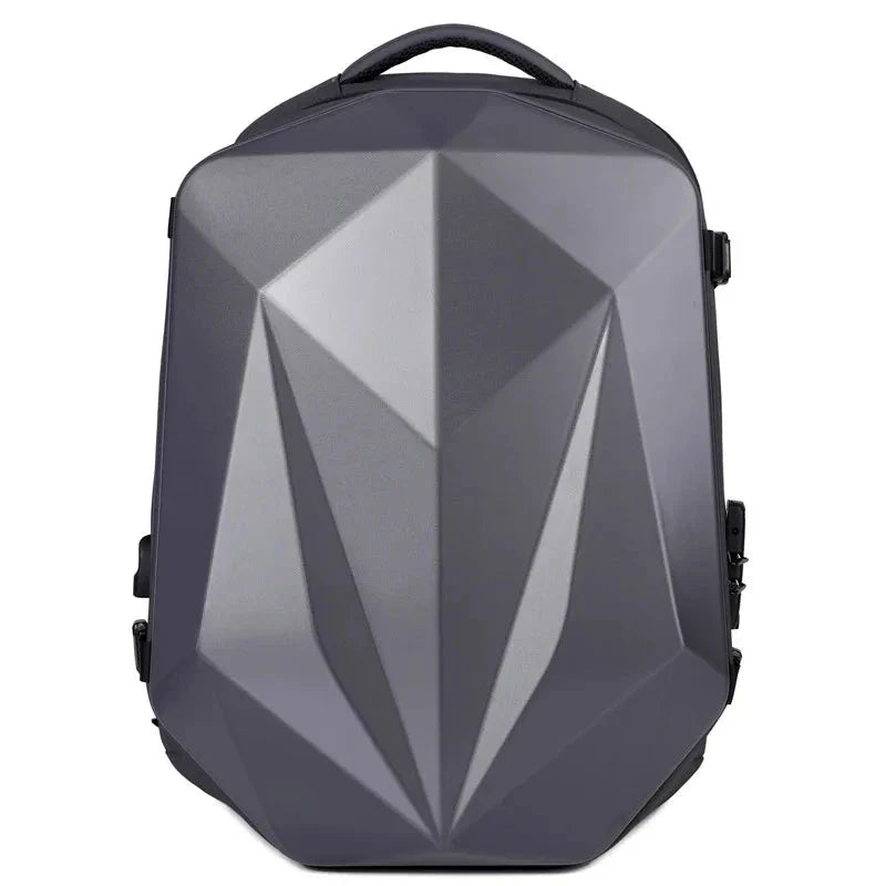 Sac à dos rigide en coloris anthracite avec serrure visible