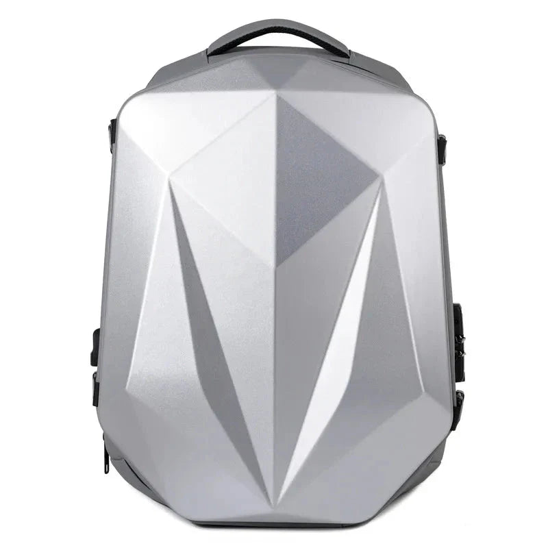 Sac à dos rigide en coloris gris avec détails visibles
