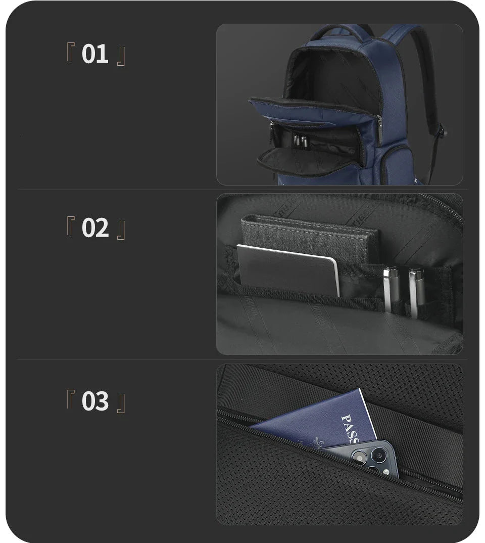 Sac à dos ouvert révélant le compartiment pour ordinateur portable