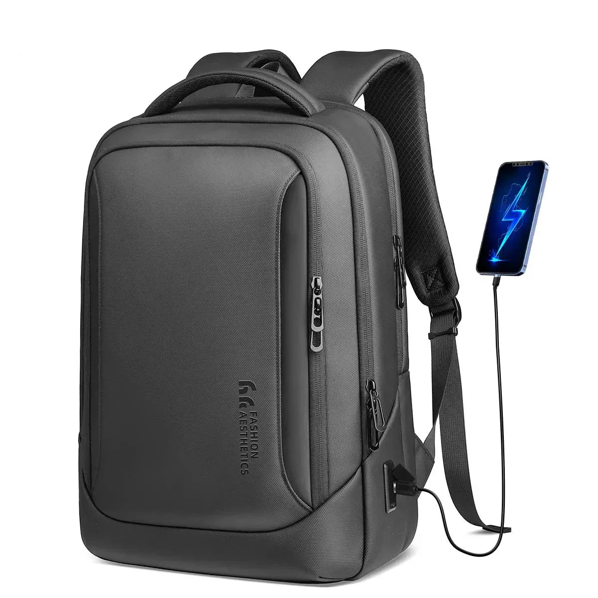 Sac à dos noir, classique et résistant aux intempéries