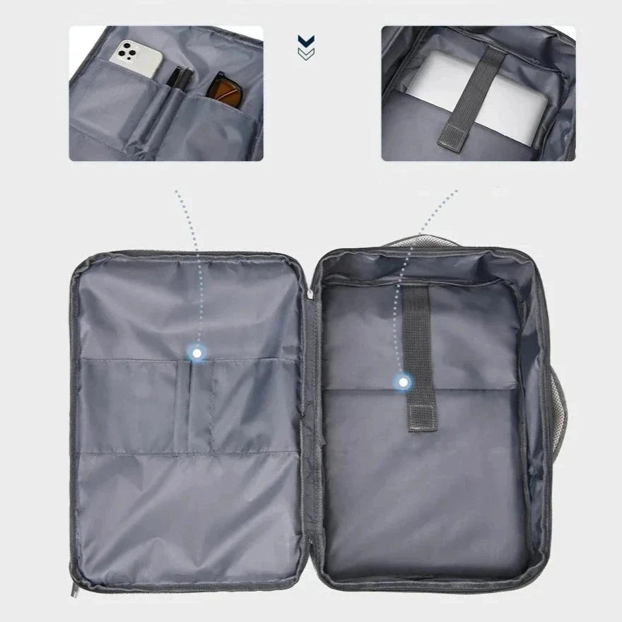 Vue de face du sac à dos avec compartiment ordinateur