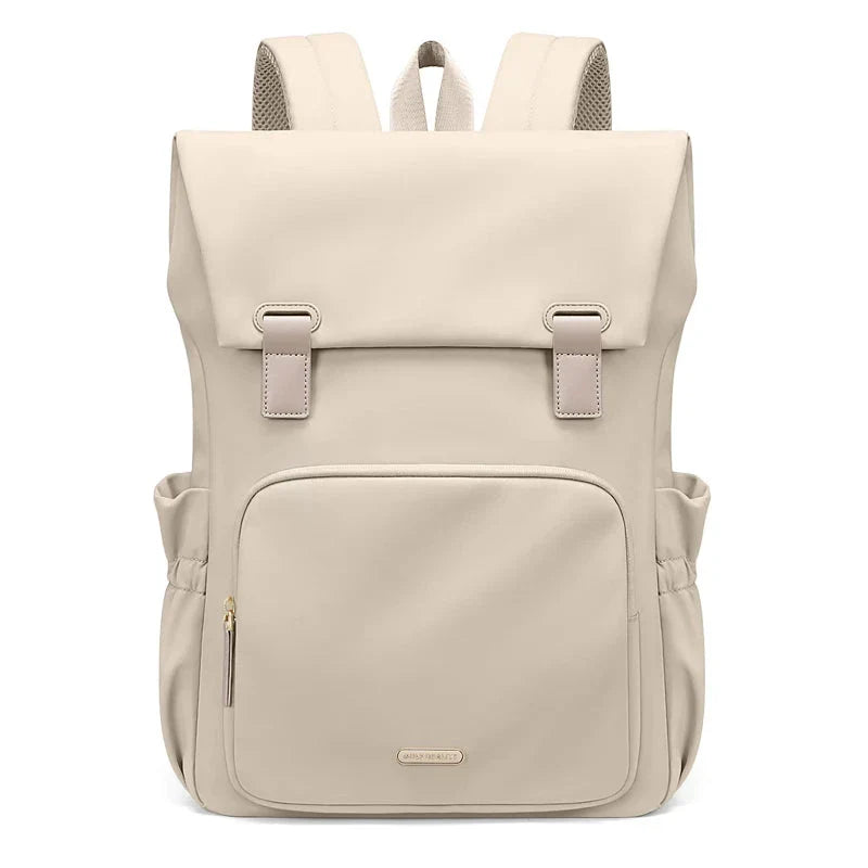 Sac à dos beige élégant avec multiples poches de rangement