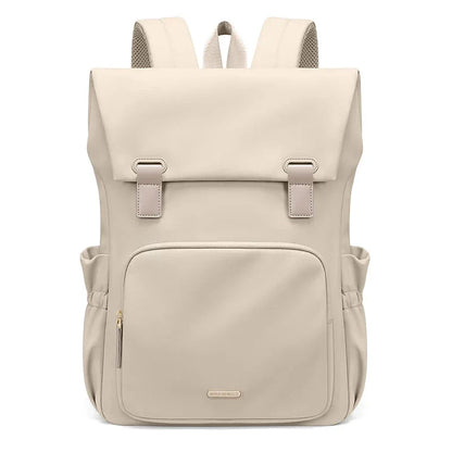 Sac à dos beige élégant avec multiples poches de rangement
