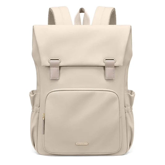 Sac à dos beige élégant avec multiples poches de rangement