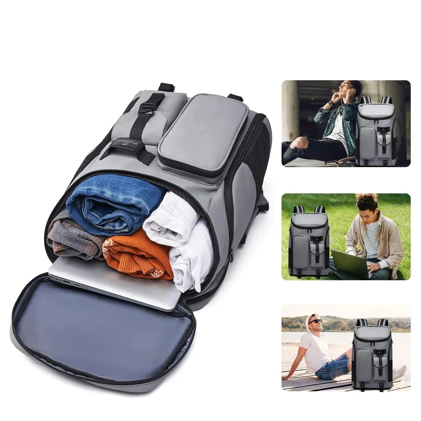 Sac à dos urbain imperméable avec poches multiples
