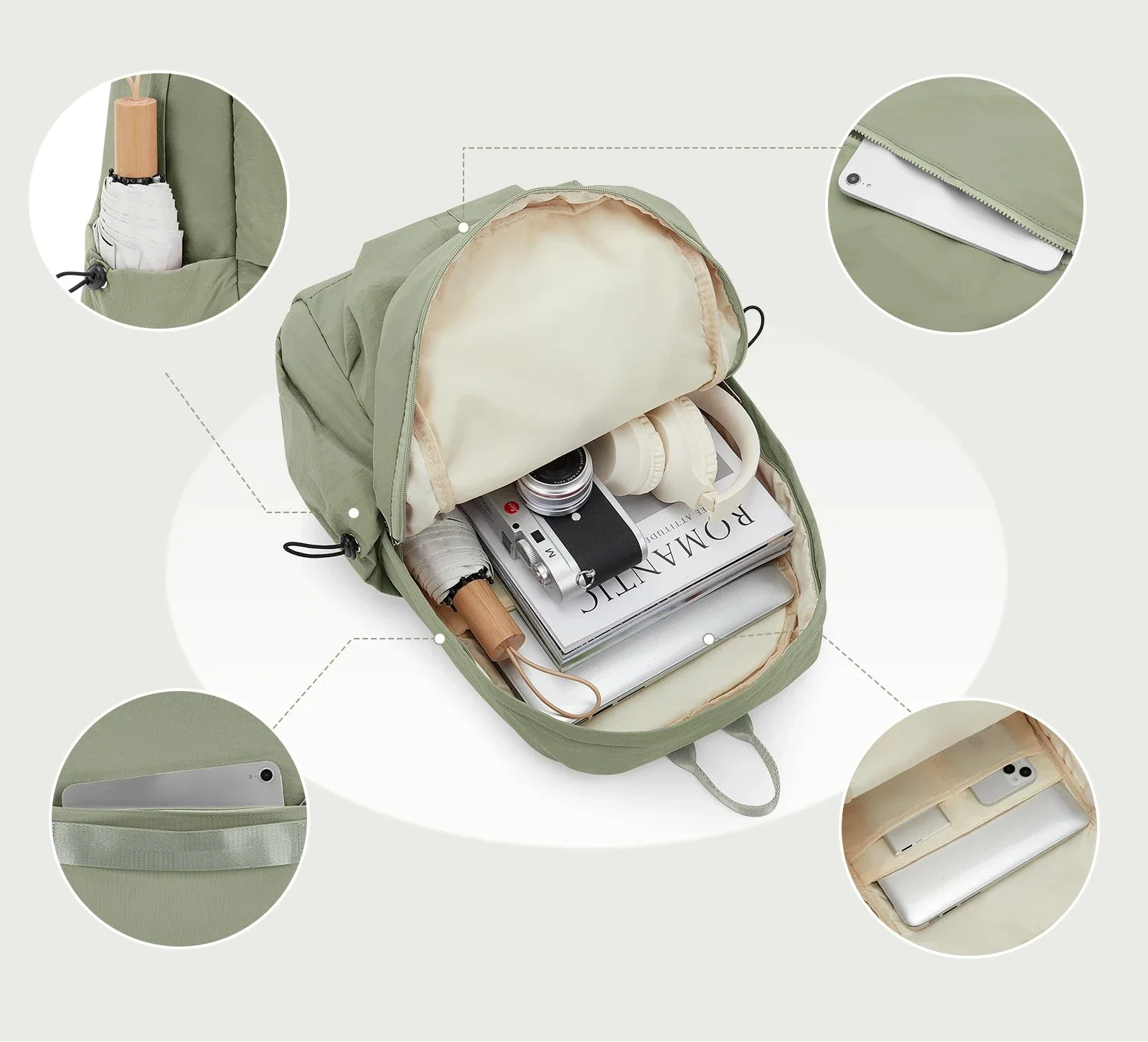 Sac à dos avec poches de rangement et sangle pour valise