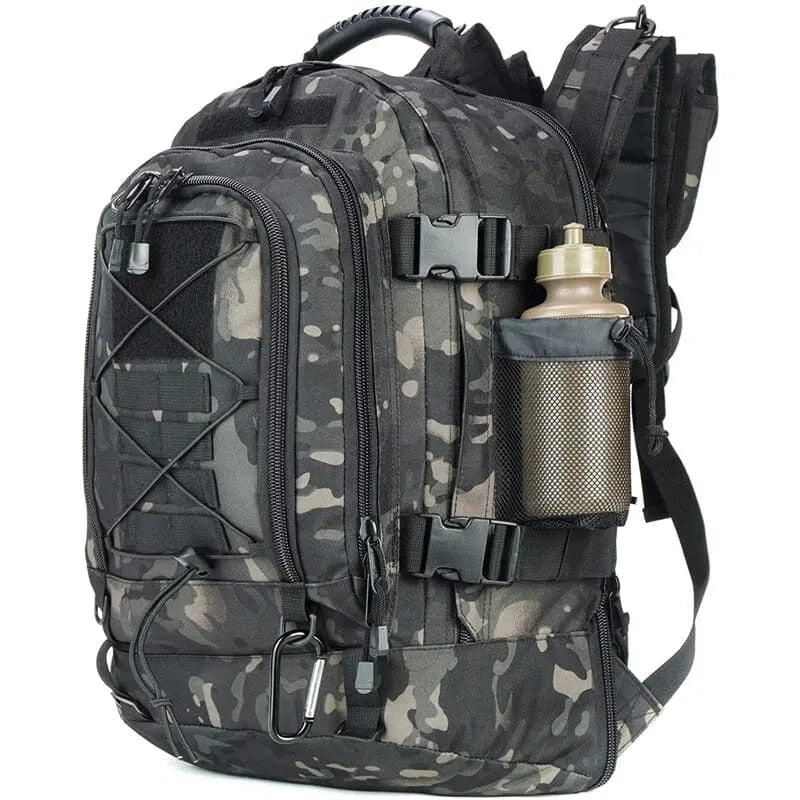 Sac à dos noir camouflage avec fermeture éclair robuste