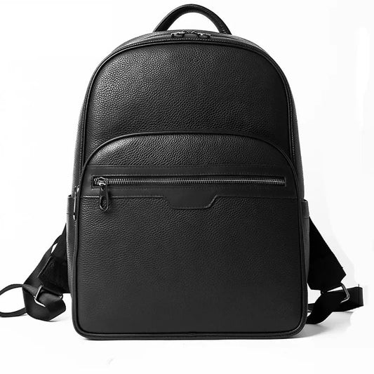 Sac à dos noir en cuir avec poignée renforcée