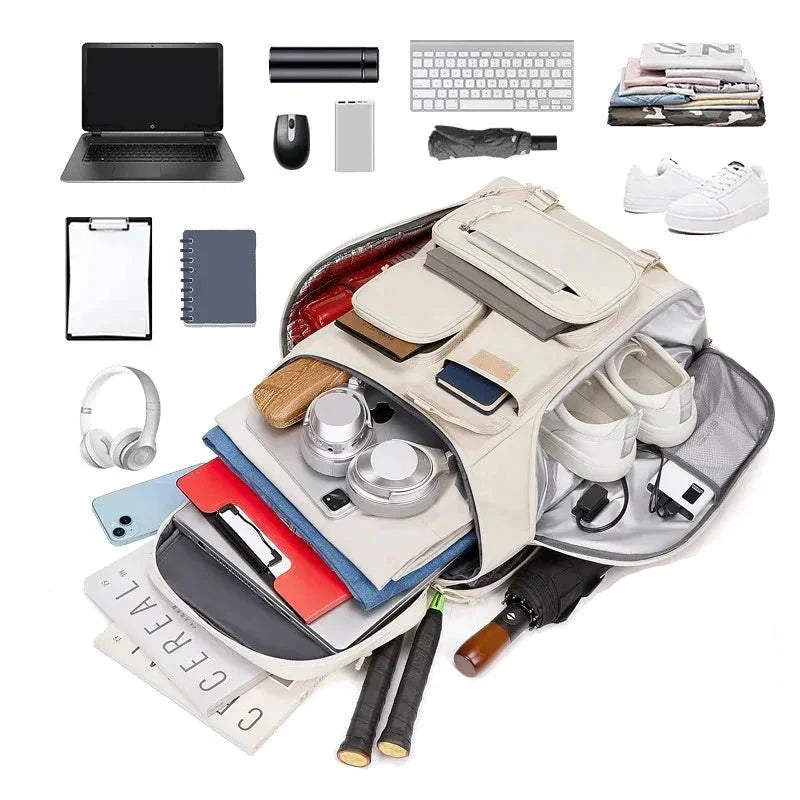 Vue de côté du sac à dos avec port USB visible