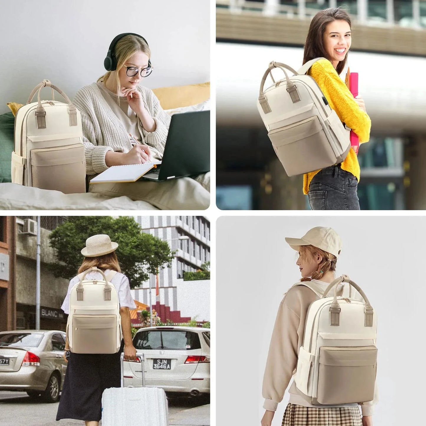 Sac à dos gris avec compartiment pour ordinateur portable