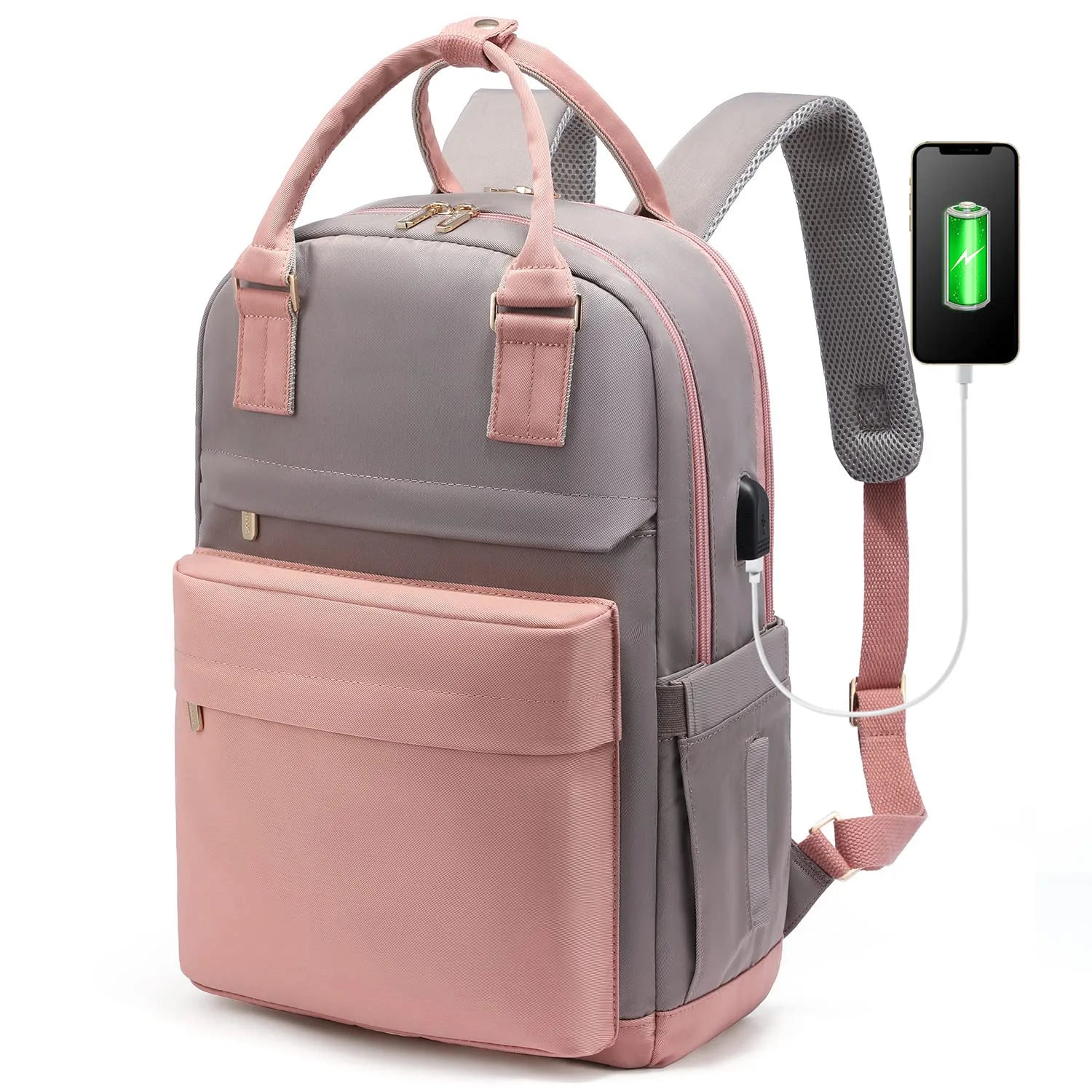 Sac à dos rose élégant avec détails en cuir