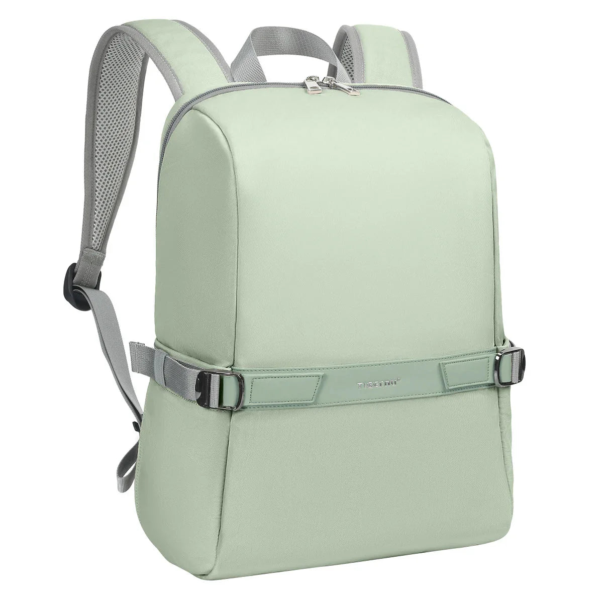 Sac à dos vert avec tissu imperméable et poches multiples