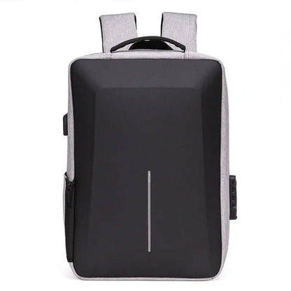 Sac à dos gris avec coque rigide et multiples poches