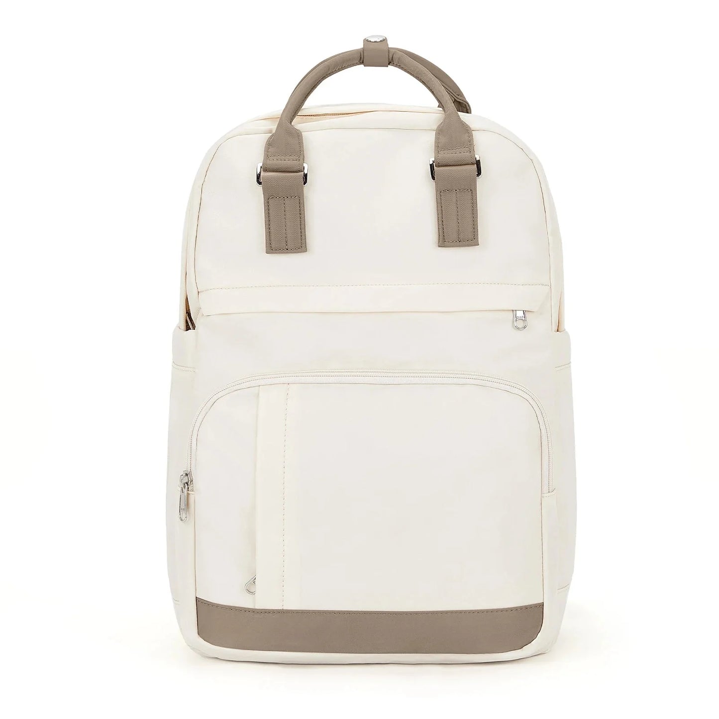 Sac à dos beige élégant avec poches multiples, vue latérale