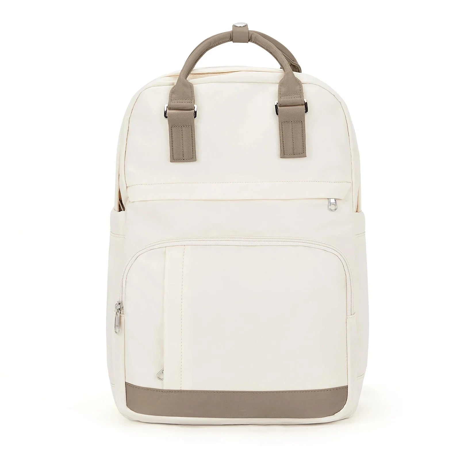 Sac à dos beige élégant avec poches multiples, vue latérale
