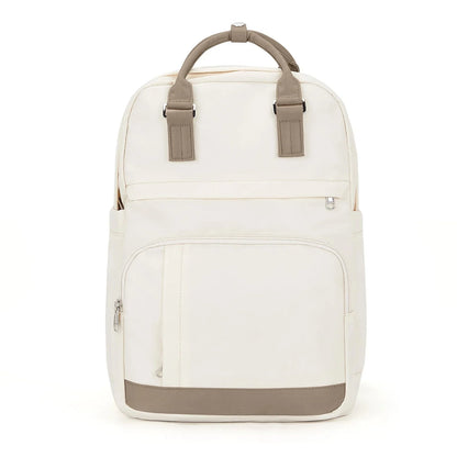 Sac à dos beige élégant avec poches multiples, vue latérale