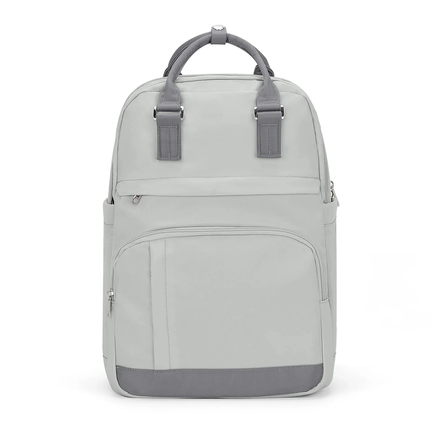 Sac à dos gris chic, compartiment principal ouvert