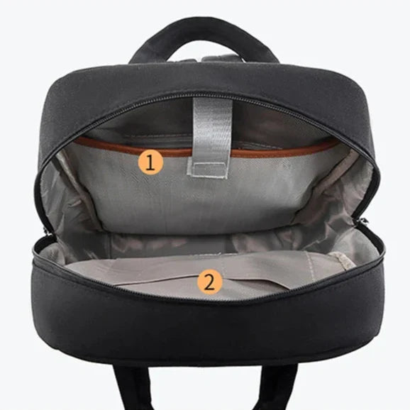 Détail des poches latérales du sac à dos chic
