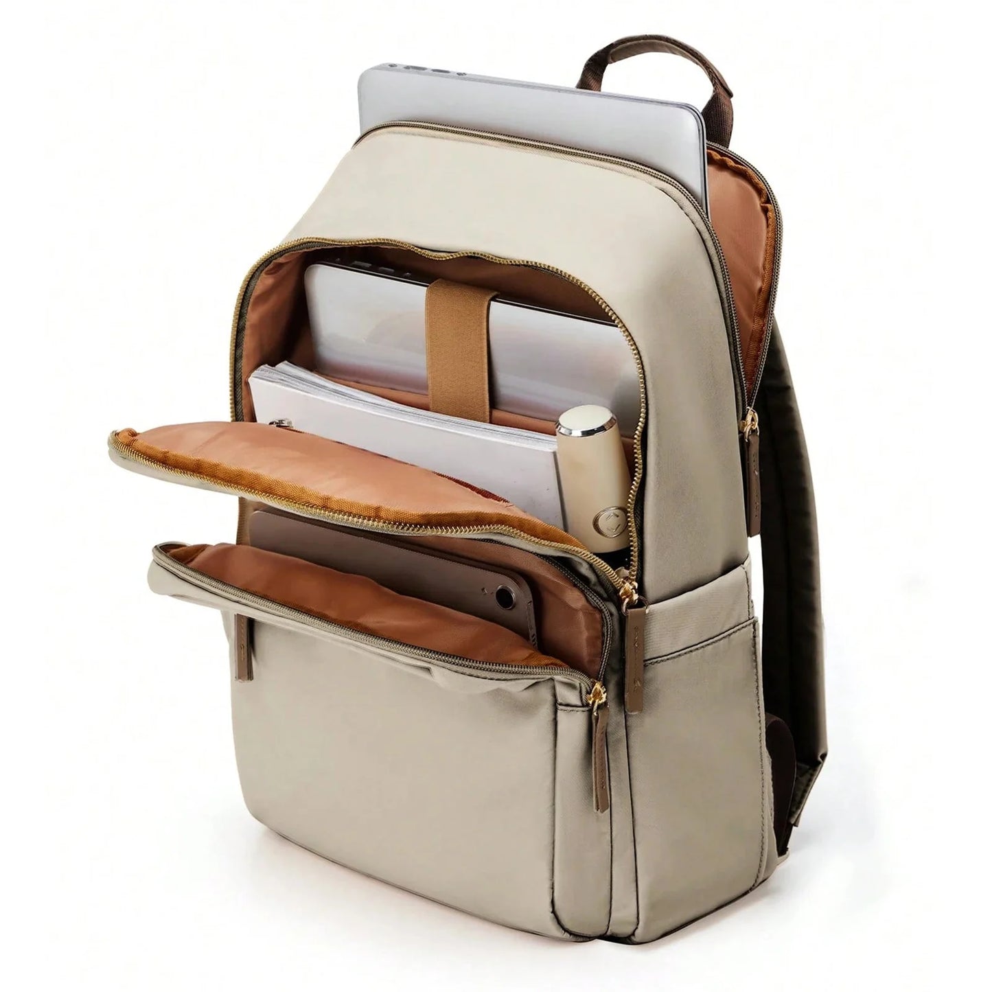 Sac à dos beige imperméable avec sangle pour valise