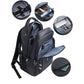 Vue de face d'un sac à dos noir avec port USB intégré