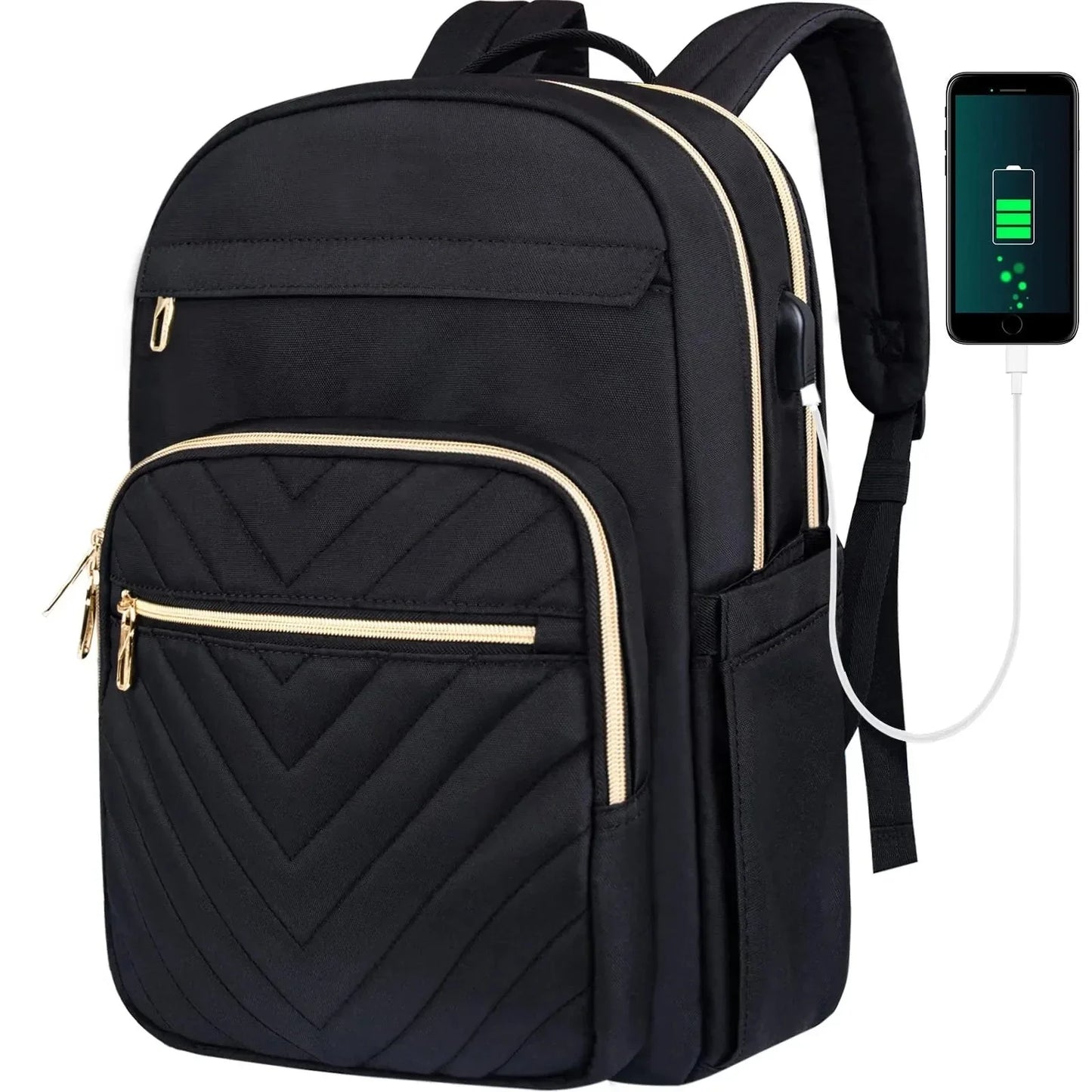 Sac à dos noir fonctionnel avec compartiment rembourré pour PC