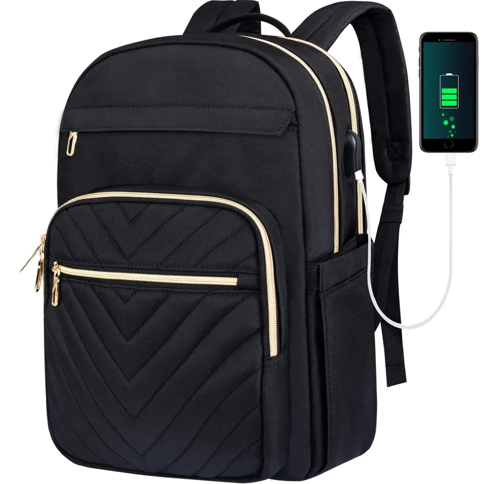 Sac à dos noir fonctionnel avec compartiment rembourré pour PC