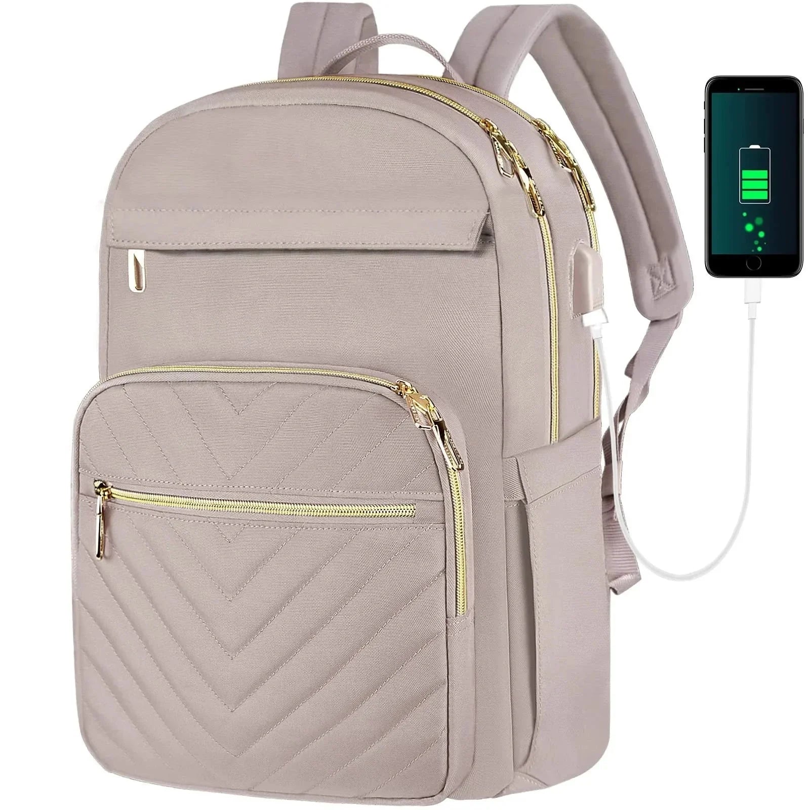 Sac à dos rose élégant pour ordinateur portable, tissu imperméable